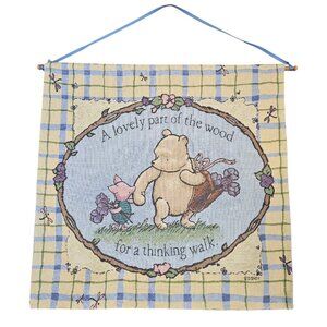 Winnie The Pooh Wall Tapestry Hanging Crown Crafts Piglet Yellow USA‎ Made 27"